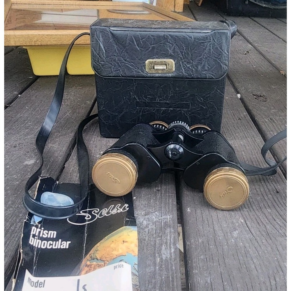 Vintage Japan Selsi 7x35 Wide Angle Binoculars Light Weight Coated Optics, Case